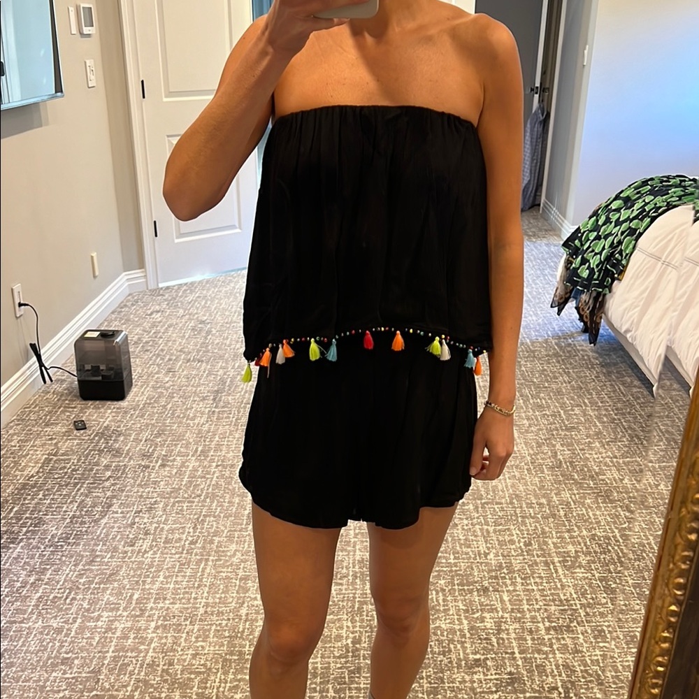 Black Romper with Colorful Beads & Tassels